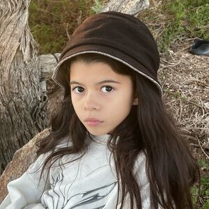 Wool Bucket Hat Brown color with Trim